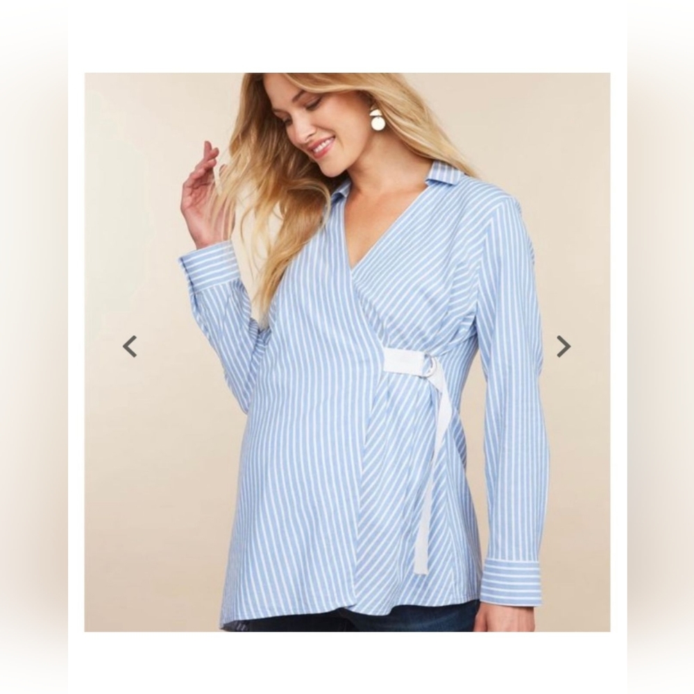 MOTHERHOOD Maternity long sleeve striped blouse